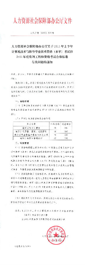 2015年上半年計算機軟件水平考試（軟考）合格分數線公布：還是45分！